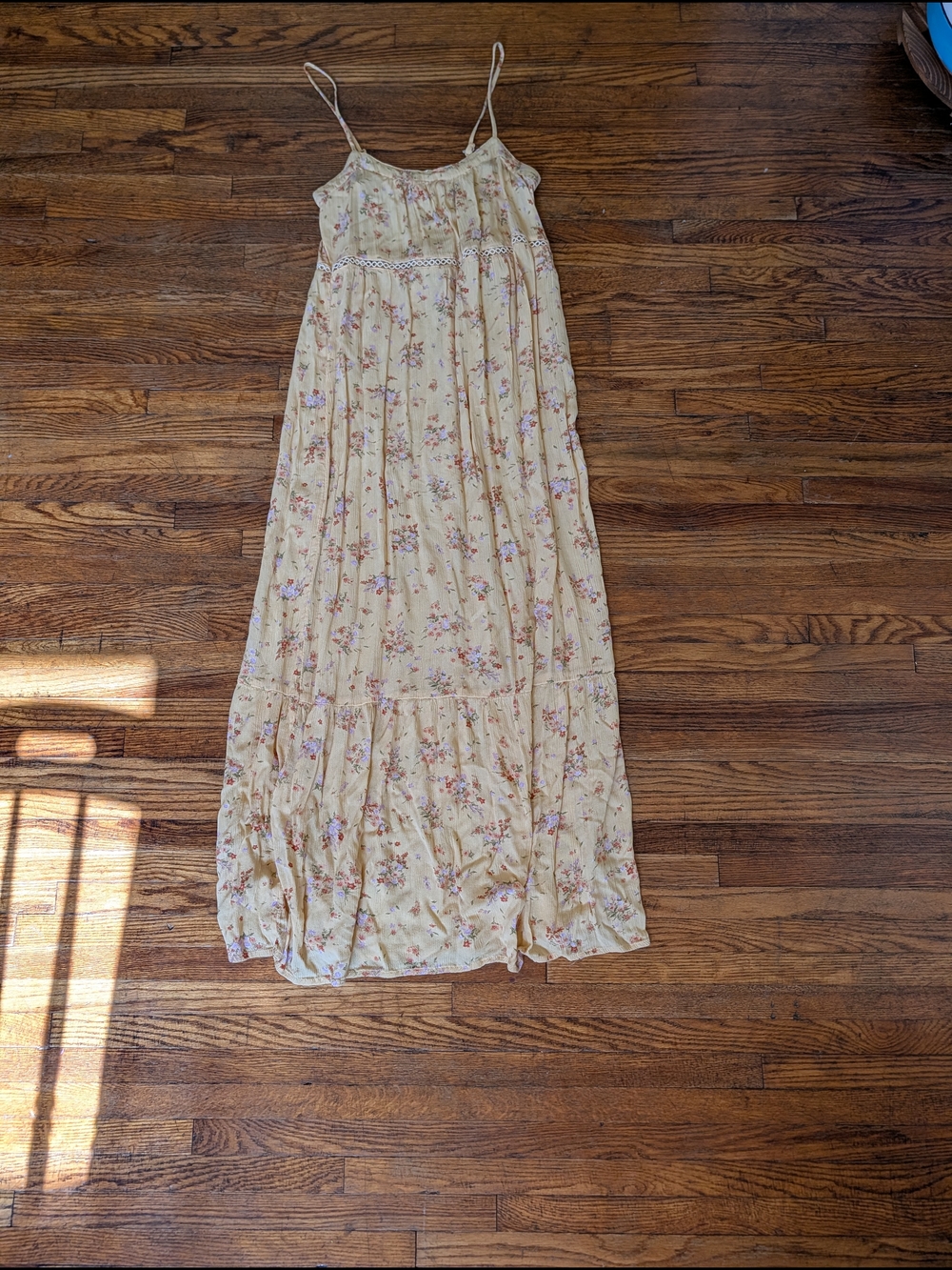 Pink Rose Yellow Floral Dress with Pink and Purple Accents